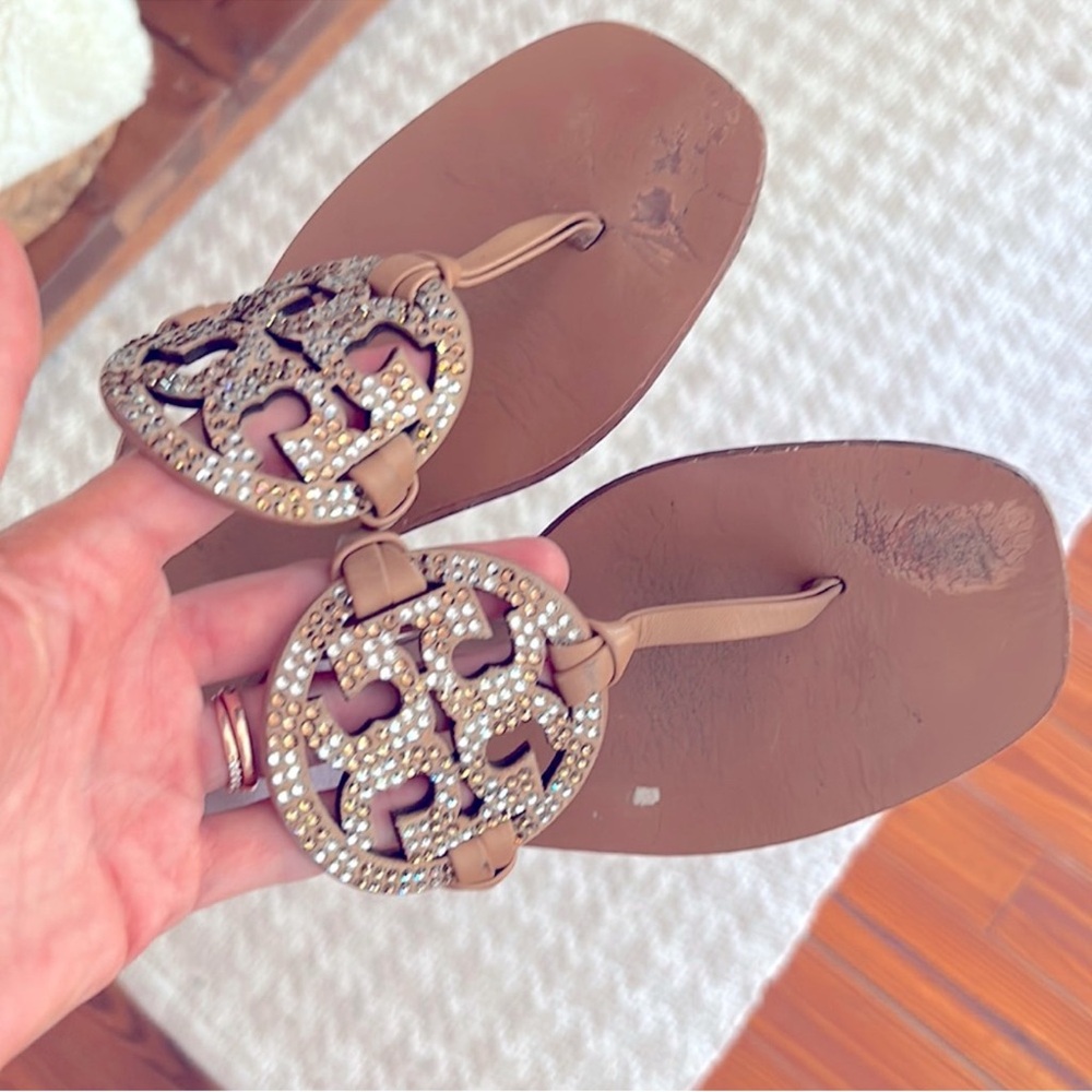 Tory Burch Miller crystal rhinestone square toe sandal